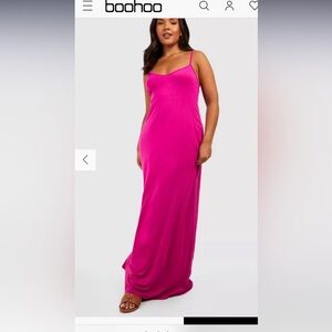 Boohoo Fuchsia Strappy Maxi Dress